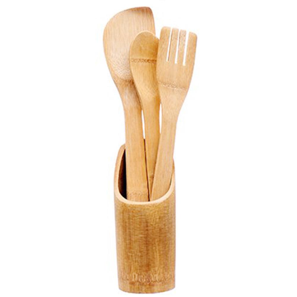 Cooking Wooden Spoon Set 3 Pcs With Stand