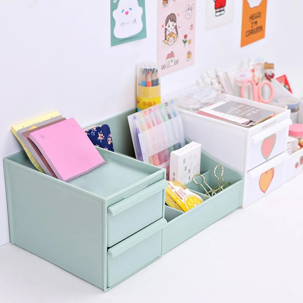 Creative Multi-function Penholder Desktop Debris Cute case Box Desk Desk Storage DrawerAqua