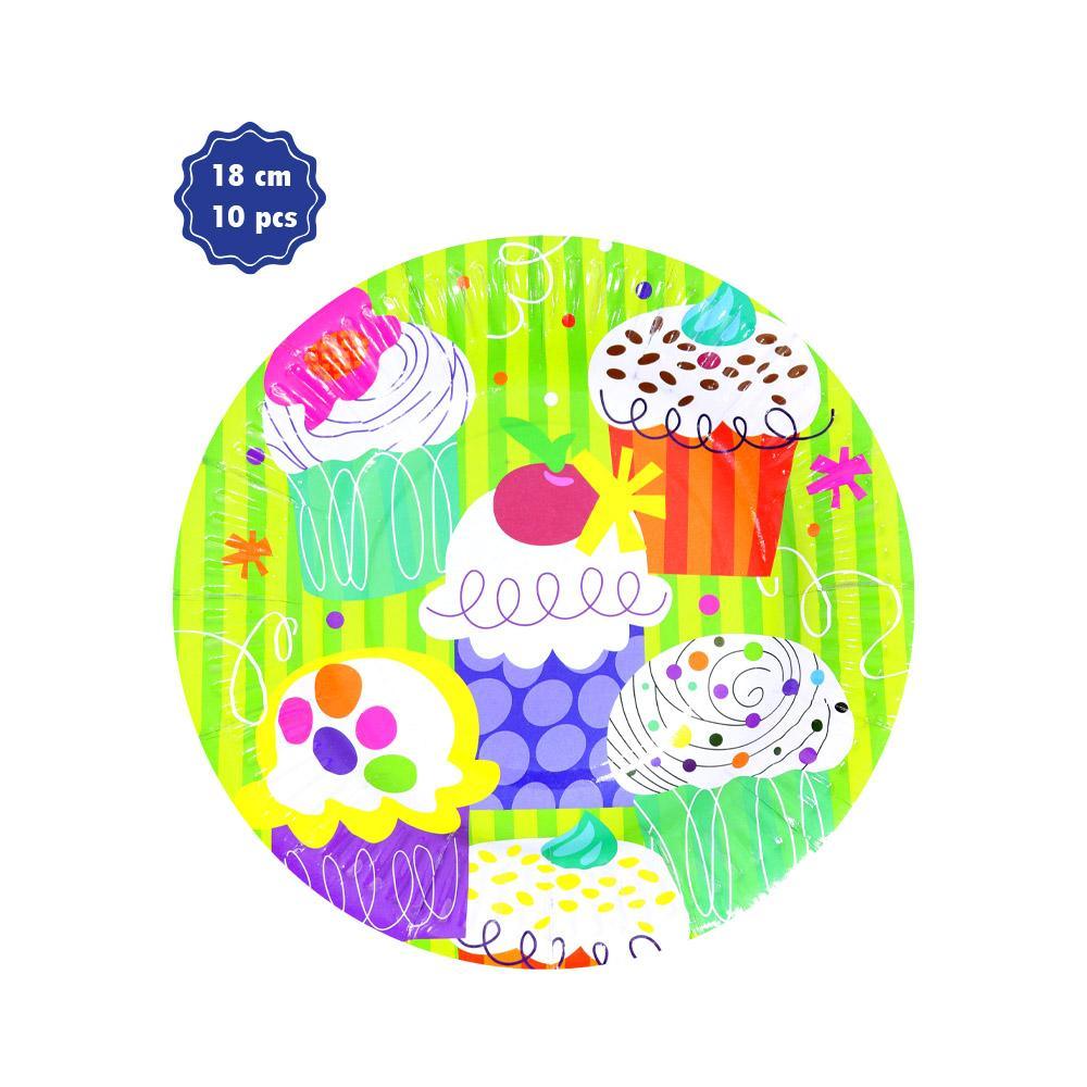 Cupcake Party- Paper Plates 18 cm (10 pcs) N-77