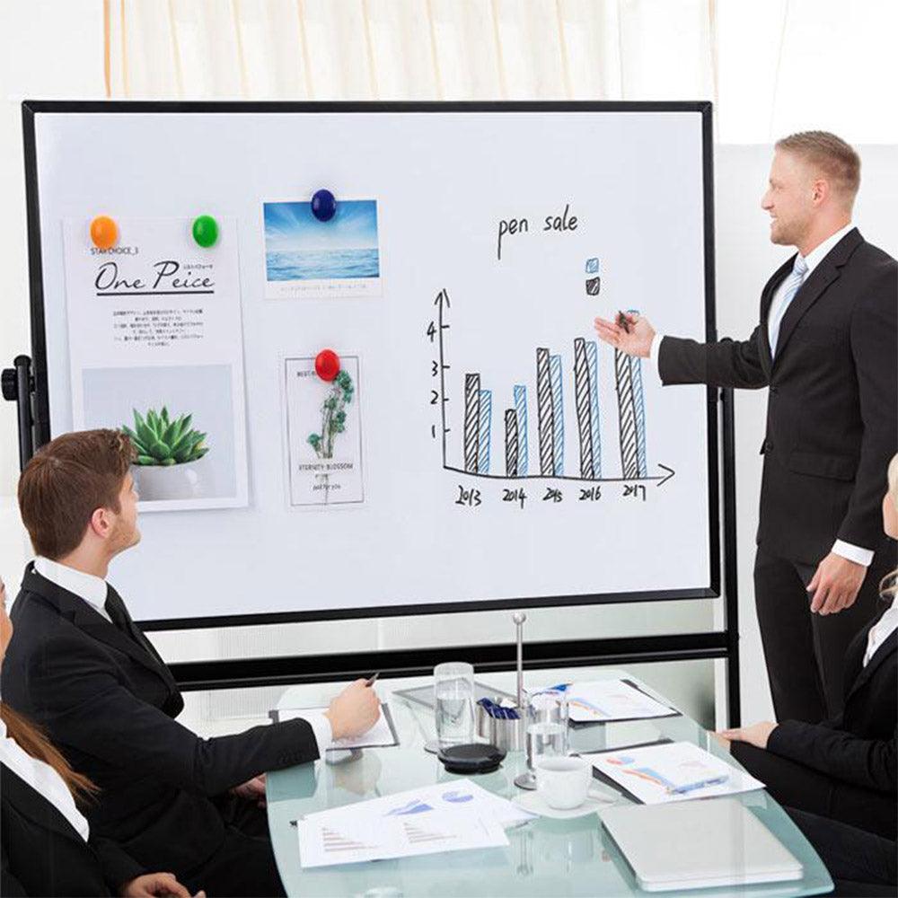 Deli 7882 Double Sided White Board with Stand and Roller 90 x 120cm