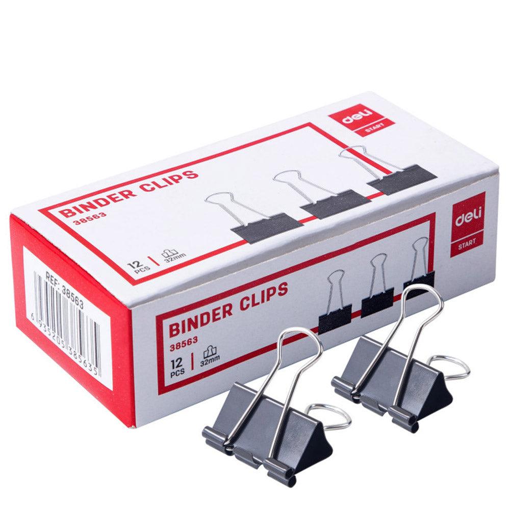 Deli E38563 Black binder clip 32 mm 12 pcs