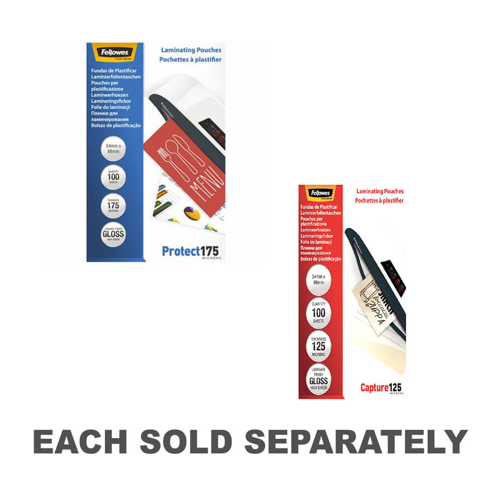 Fellowes Laminating Pouches 100pk (54x86mm)175 Micron