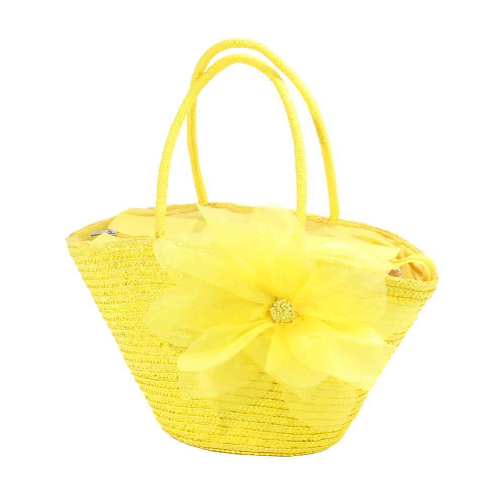 Flower Designed Straw Beach Bag