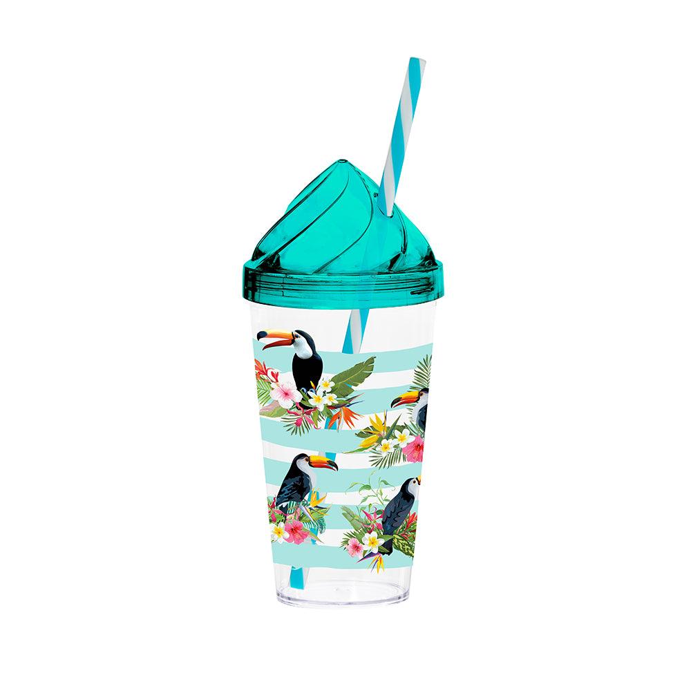 Herevin Decorated Tumbler with Straw  - Tropical / 660ml (Net)