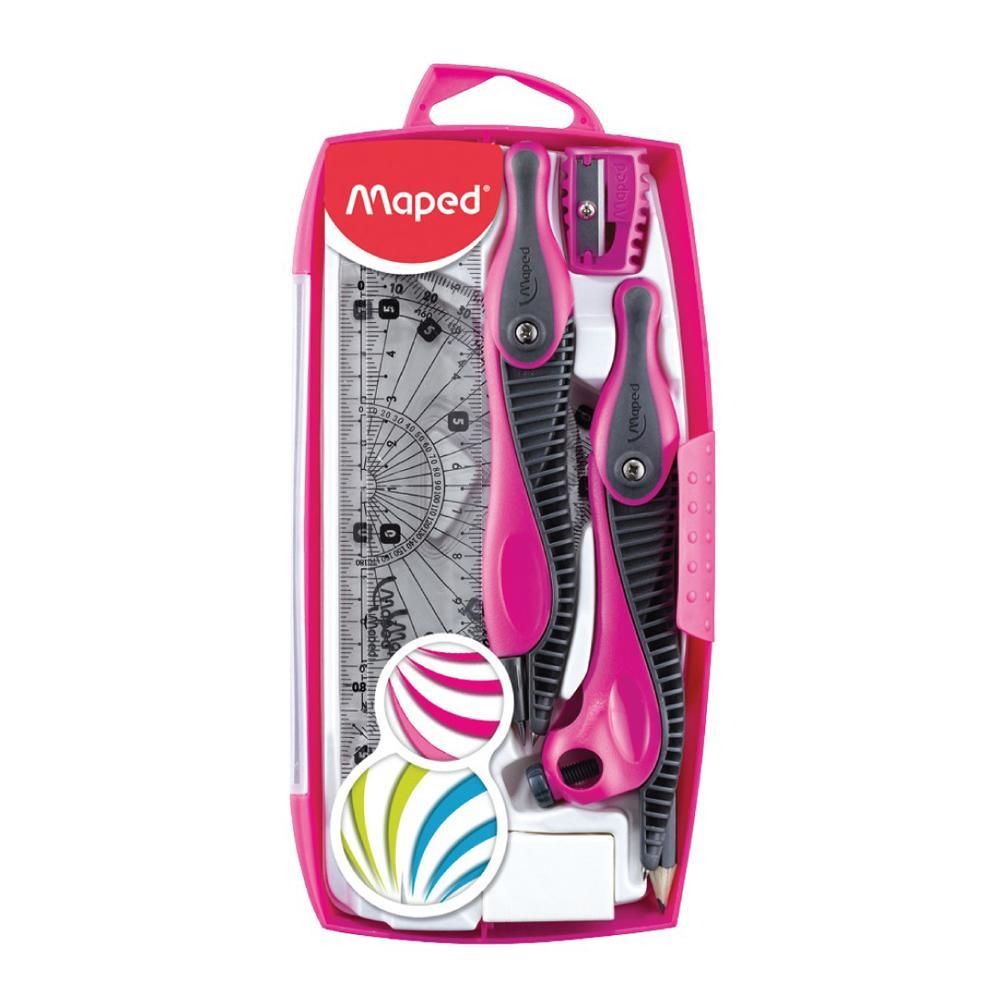 Maped 519119  Kid'Z Math Geometry 9 Piece Set, Assorted ColorsPink