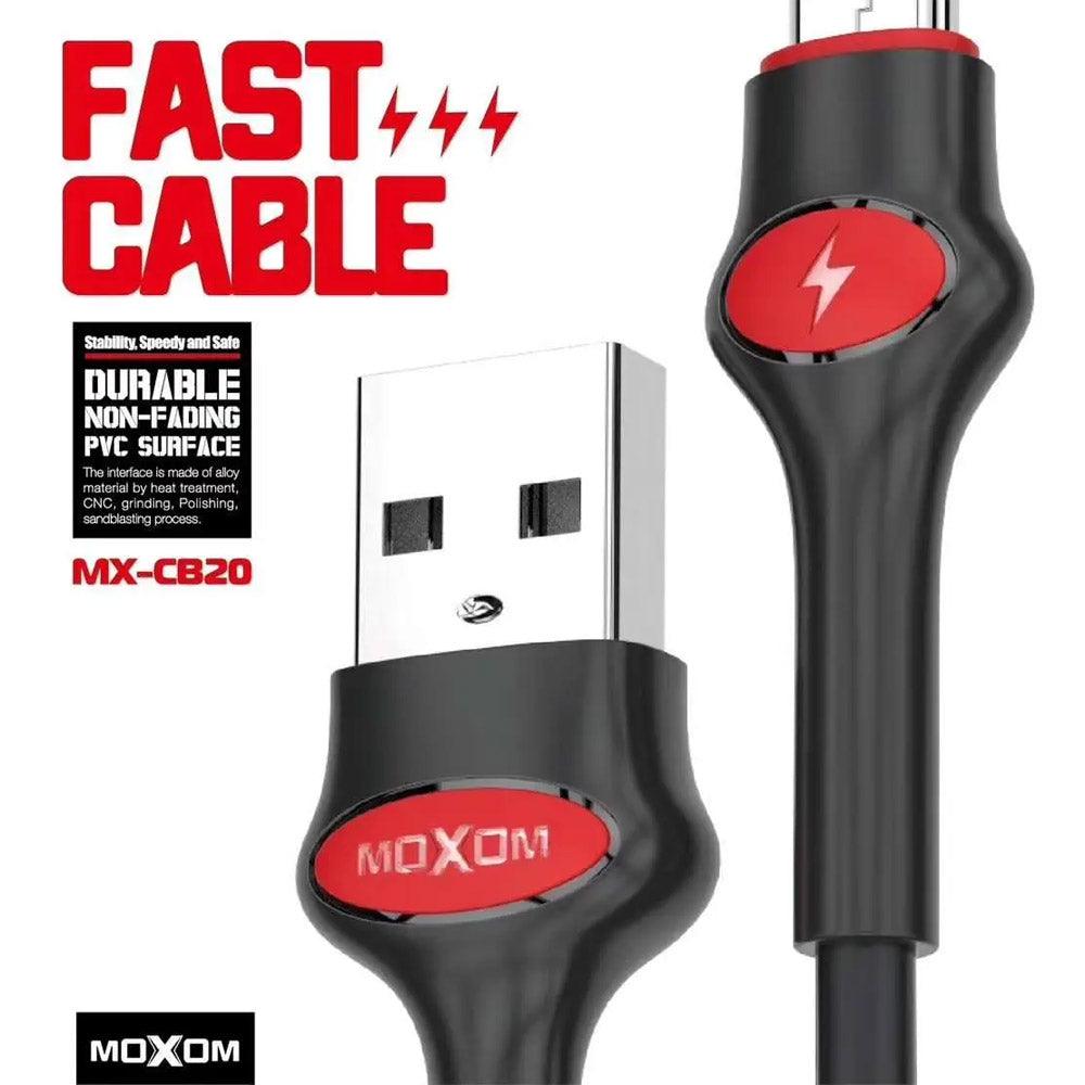 MOXOM MX-CB20 MOXOM MX-CB20 FAST DATA CABLE, High Quality, 2.4A Fast ChargingMicro / Black