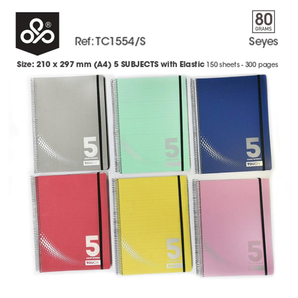 OPP Touch IT 5 Subjects With Elastic Spiral Copybook  150 sheets - SeyesSomo