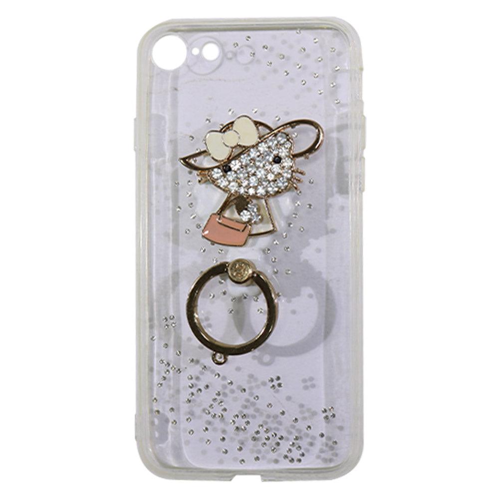 Phone Cover For Iphone 8 (Transparent with Decorative & grip Metal) / AE-54