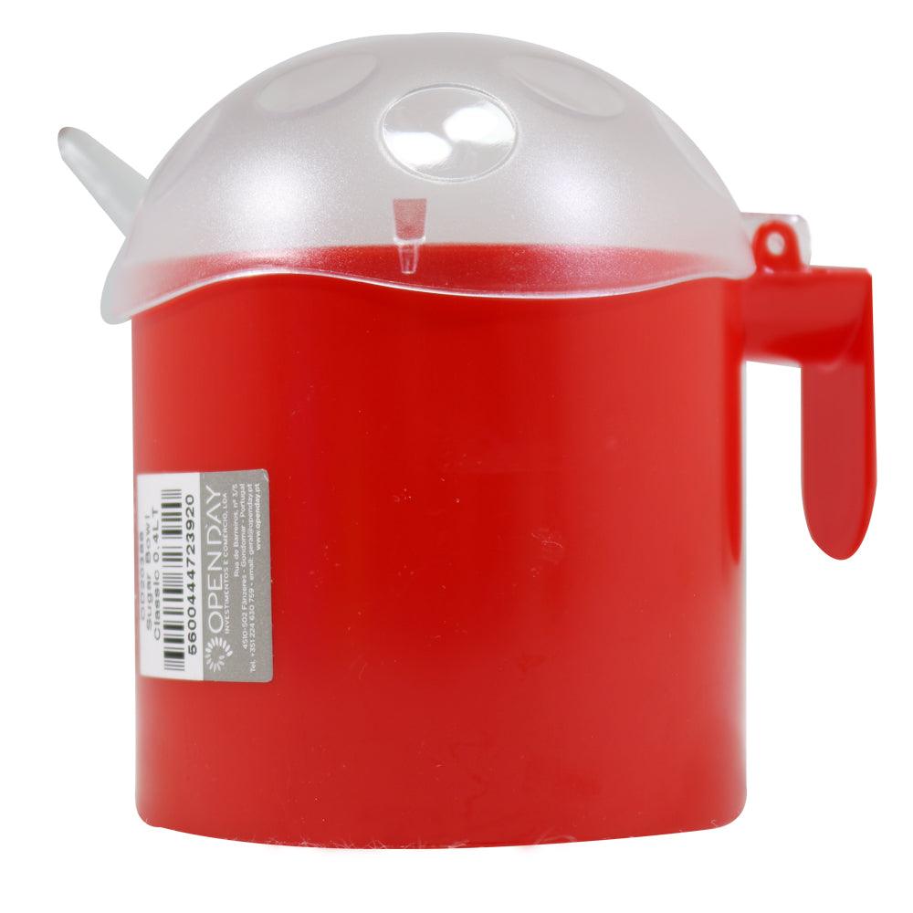 Plastic colored Sugar Bowl with spoon / OD20388Red