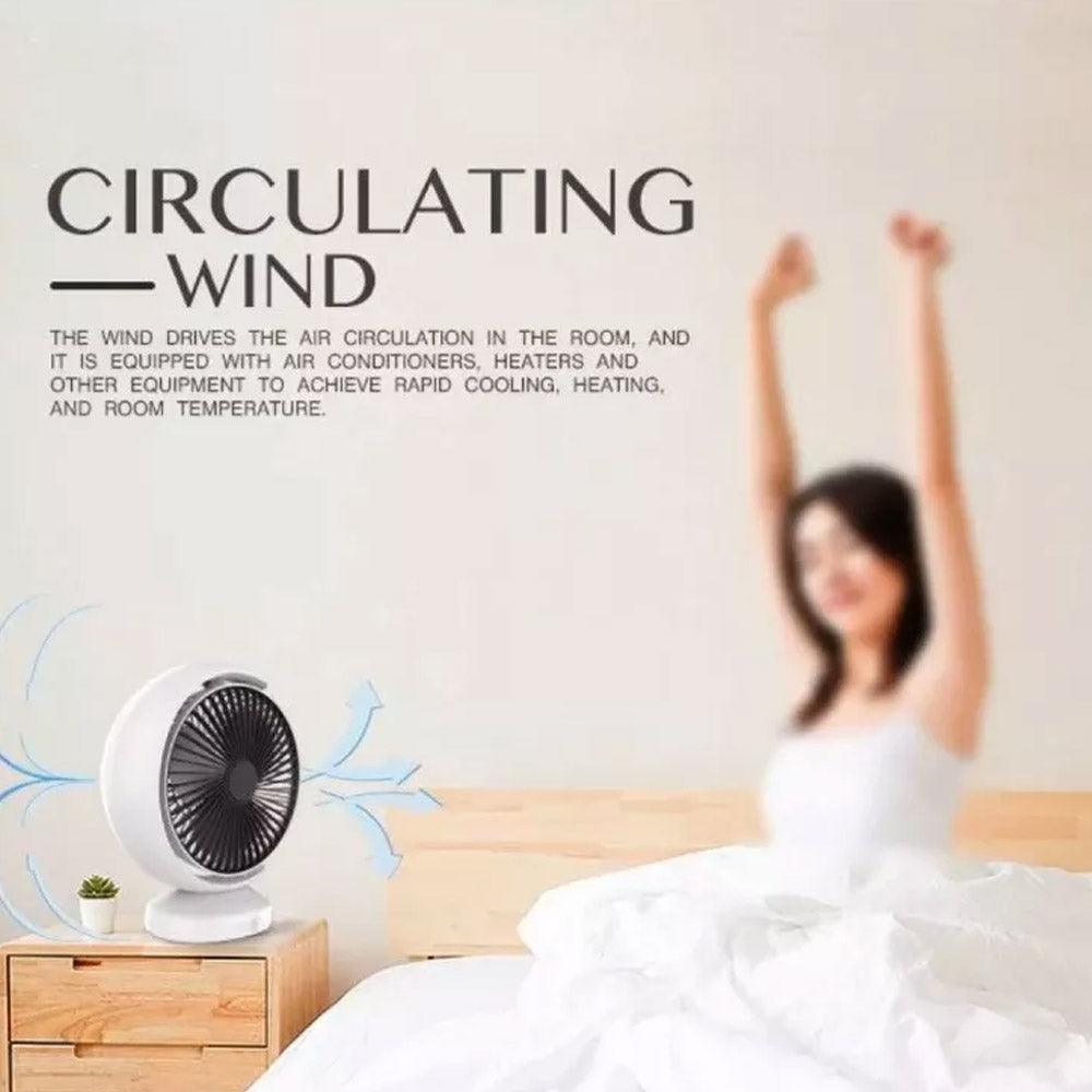 Rechargeable Portable Table Fan 3 Speeds with Led Light / QG-5590Black