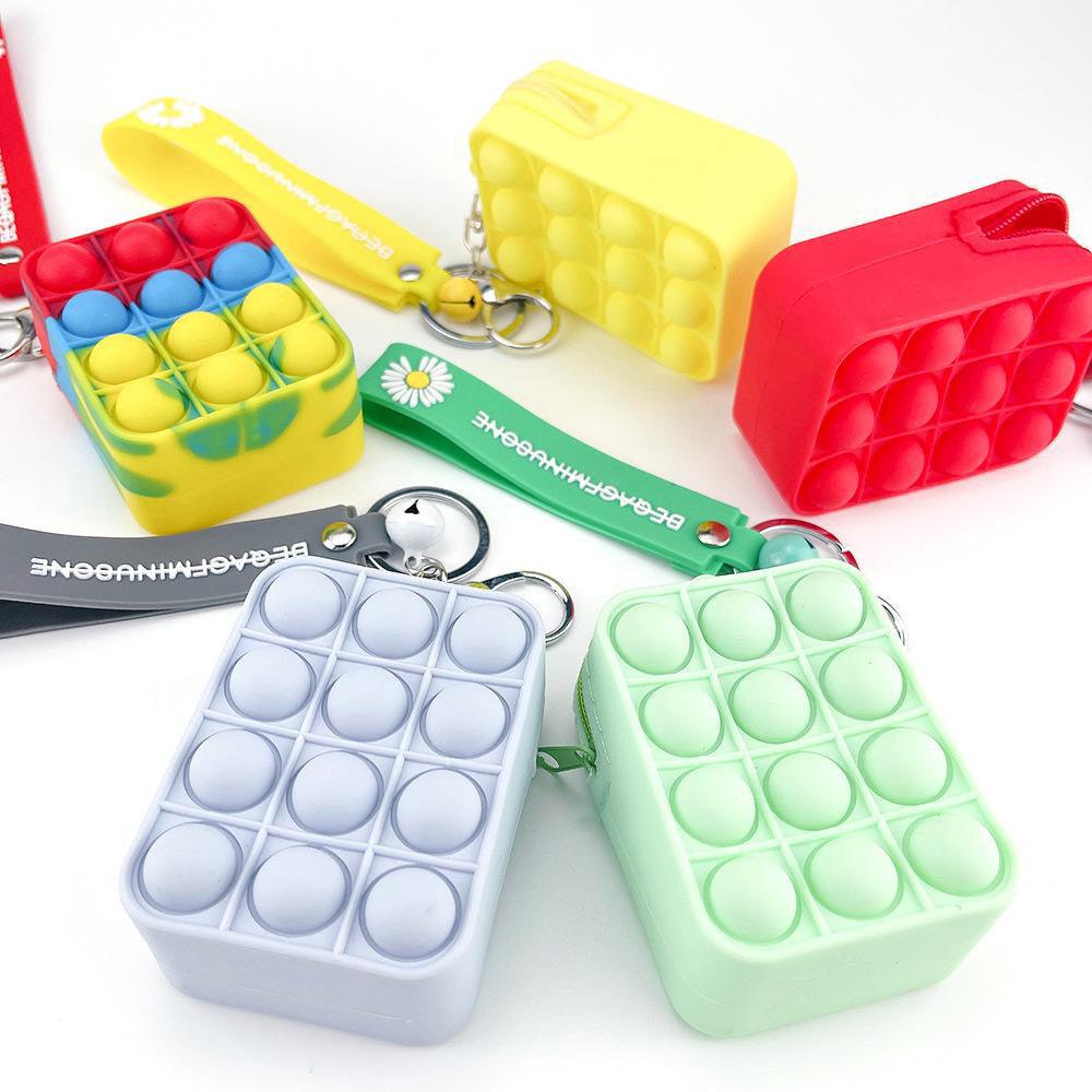 Small Pop It fidgets Keychain Simple Bag PO-02 / SW-12Rectangle / Pink