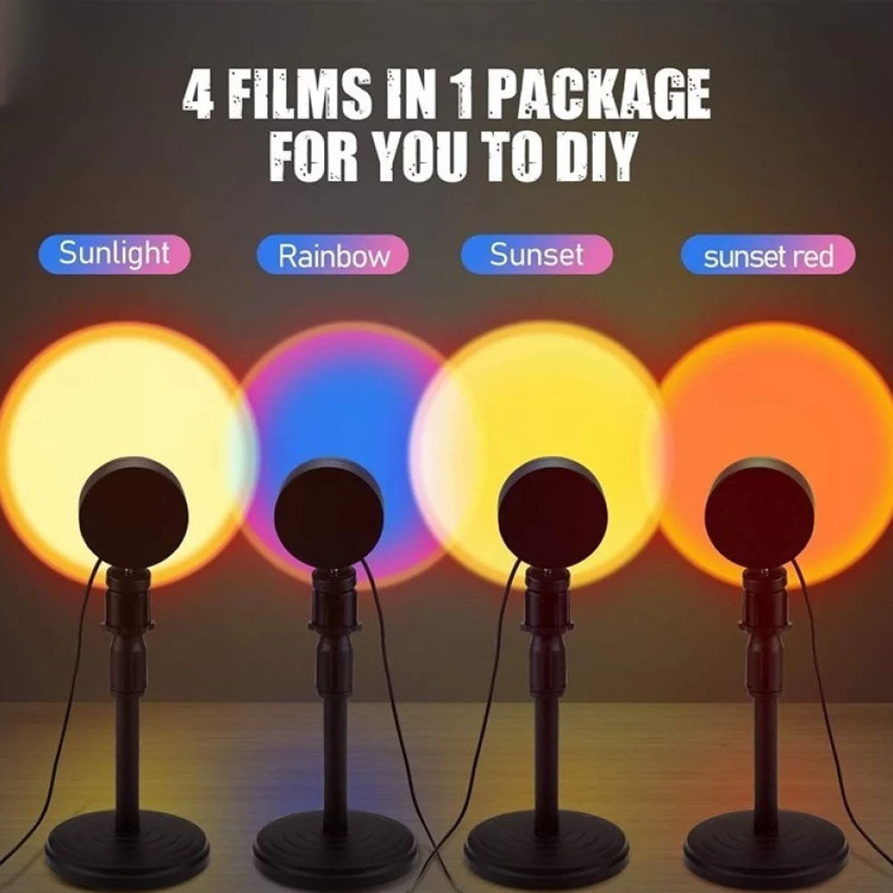 Sunset Lamp, Sunset Projector Lamp LED Sunset Light Night Light 180 Degree Rotation Romantic Light USB Charging for Bedroom Party Home Decore / M008Rainbow