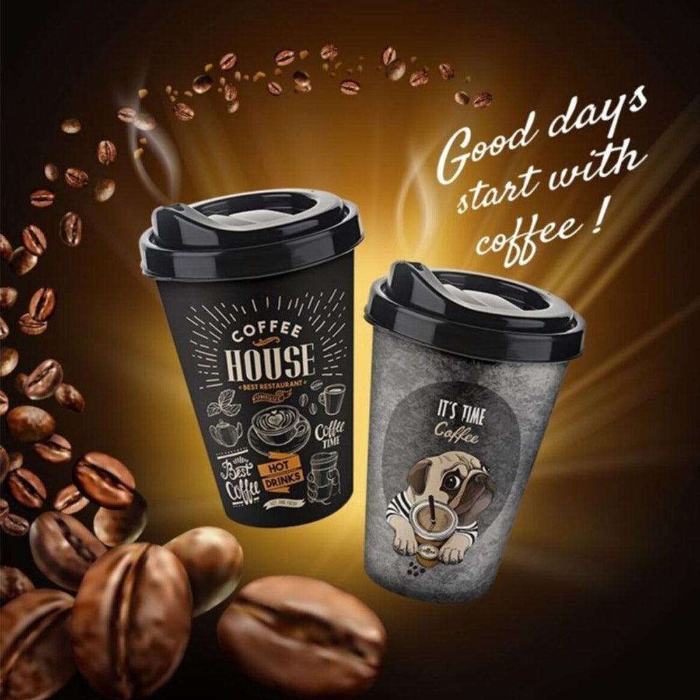 Titiz Plastic Coffee Printed Coffee Cup, 400 mlDark side