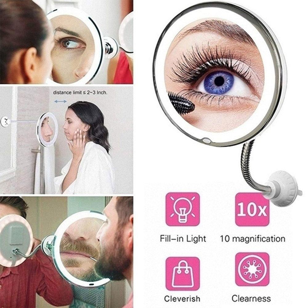 Ultra FLEXIBLE MIRROR 10x Magnification  With Super Strong Suction Cups