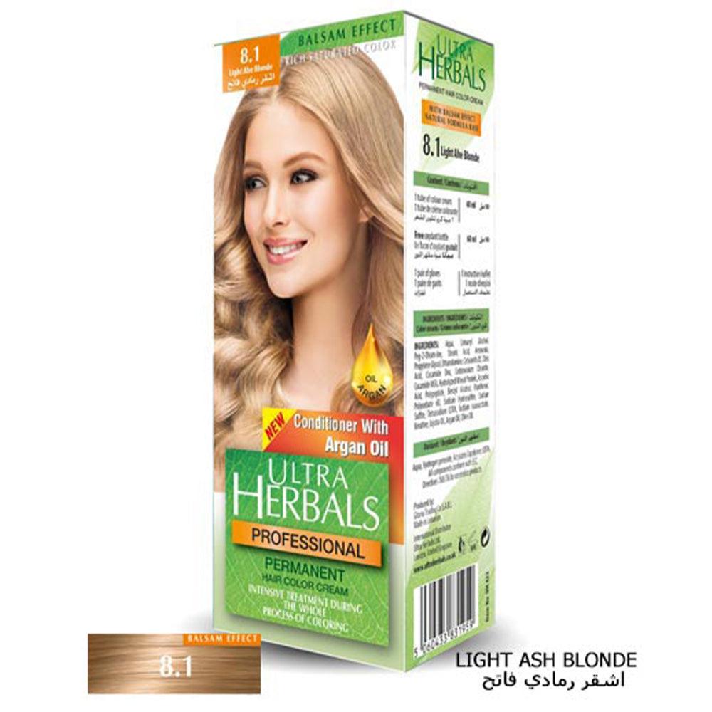 Ultra Herbals Professional Hair Color Cream 8.1 Light Ash Blonde