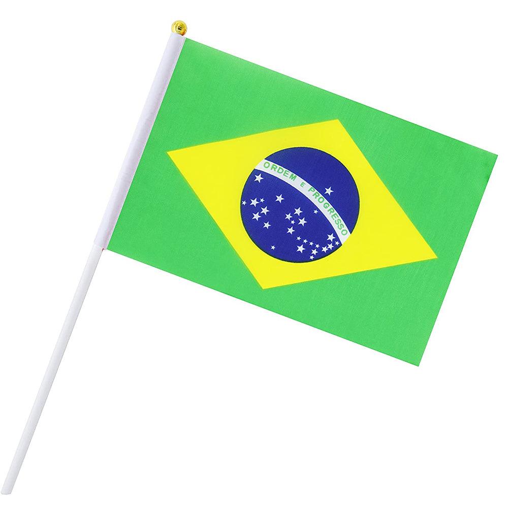 World Cup Big Brazil Hand Flag 60 x 90 cm with Plastic Stick