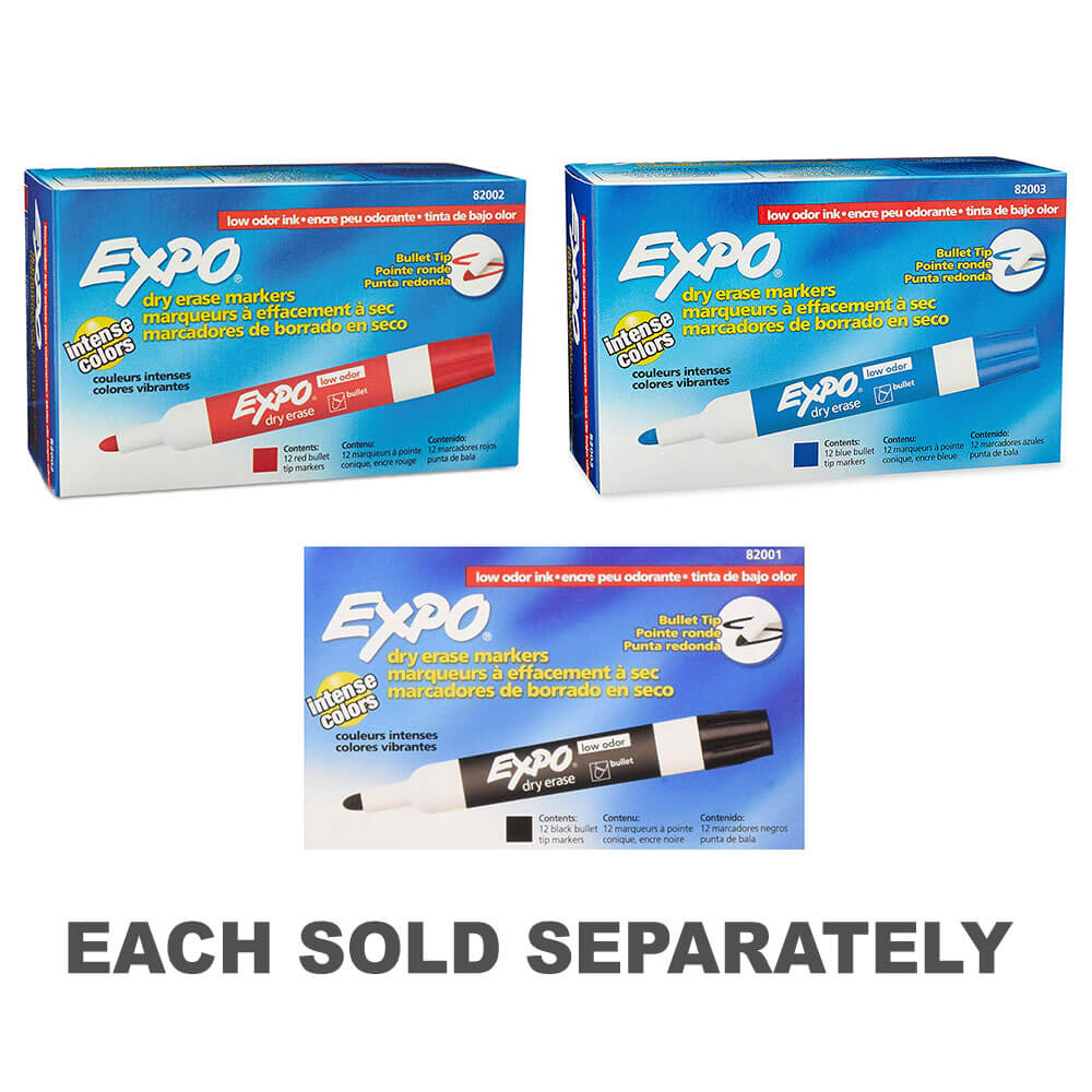 Expo Low Odor Bullet Tip Whiteboard Marker 12pkBlack