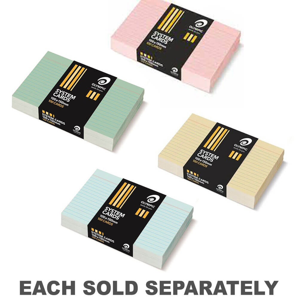 Olympic Ruled System Cards (100pk) 6x4Blue