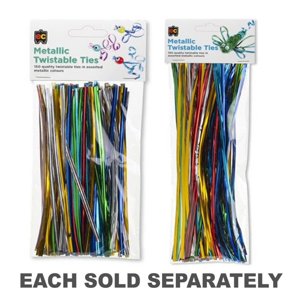 EC Twistable Ties 150pk (Metallic Colours)25cm