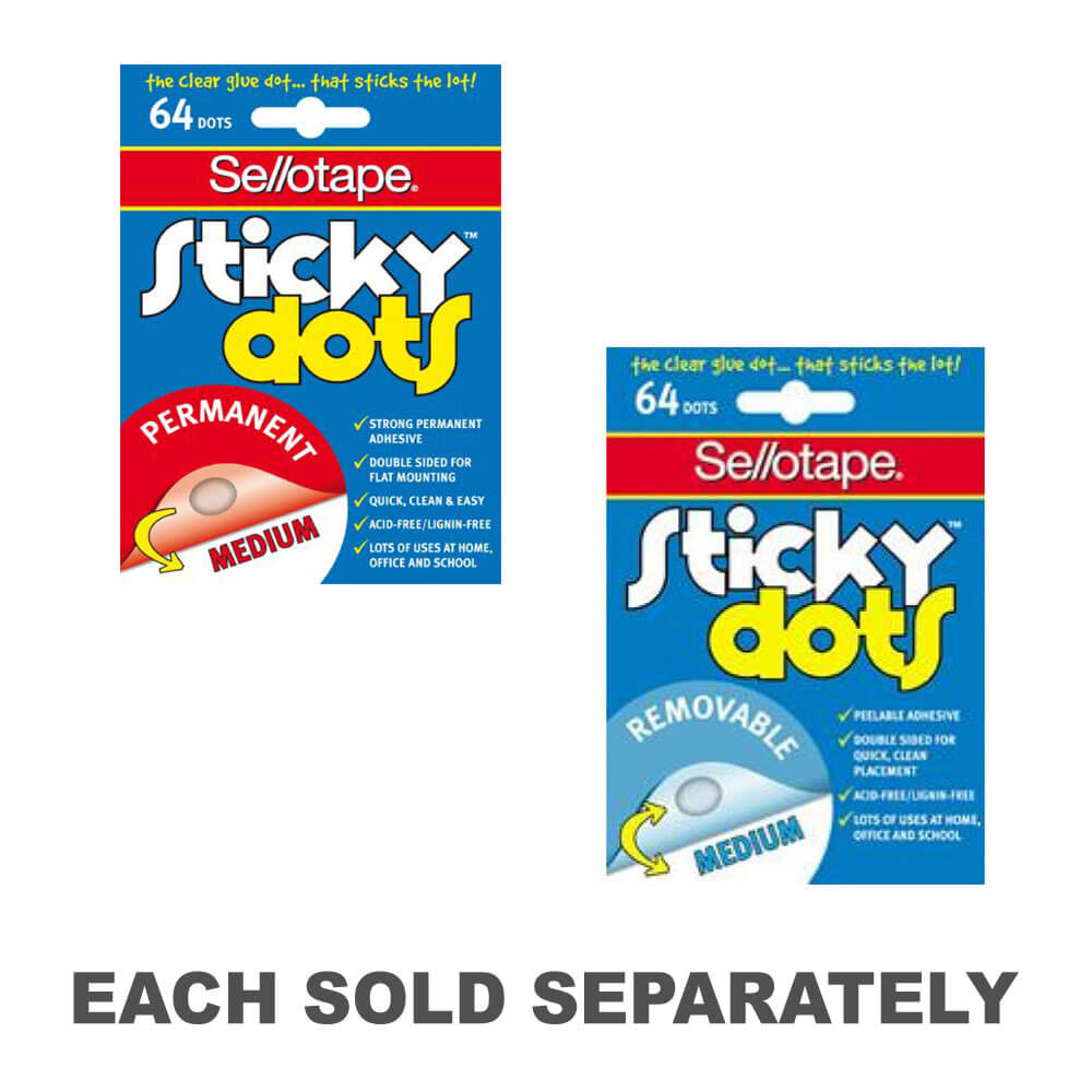 Sellotape Sticky Dots Medium (64 Dots)Removable