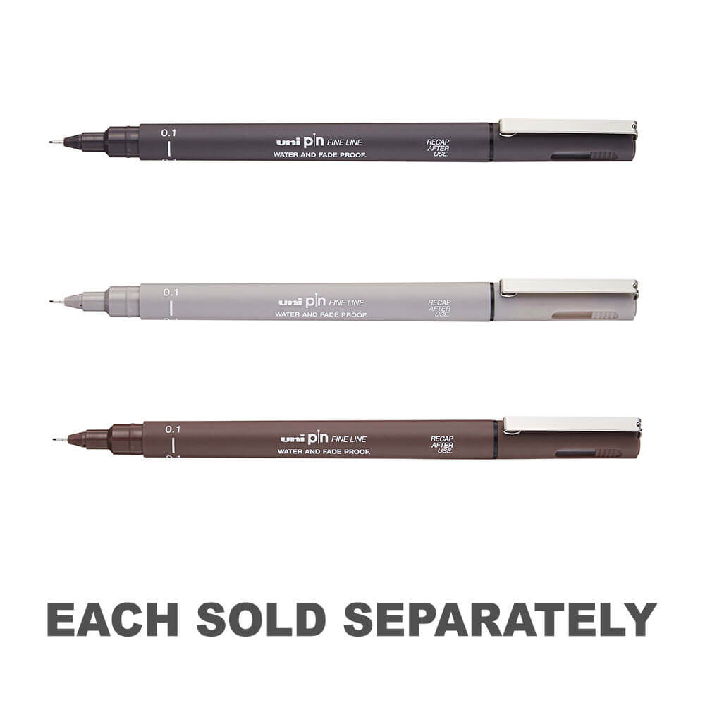 Uni-Ball Pin Fineliner Pen 0.1mm (Box of 12)Dark Grey