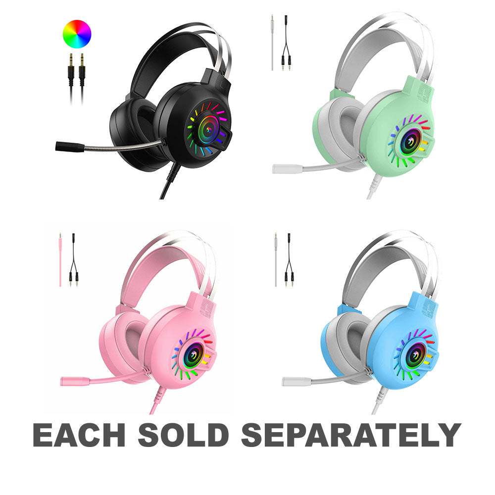 Foldable Headset with RGB Backlight & Built-in MicBlack
