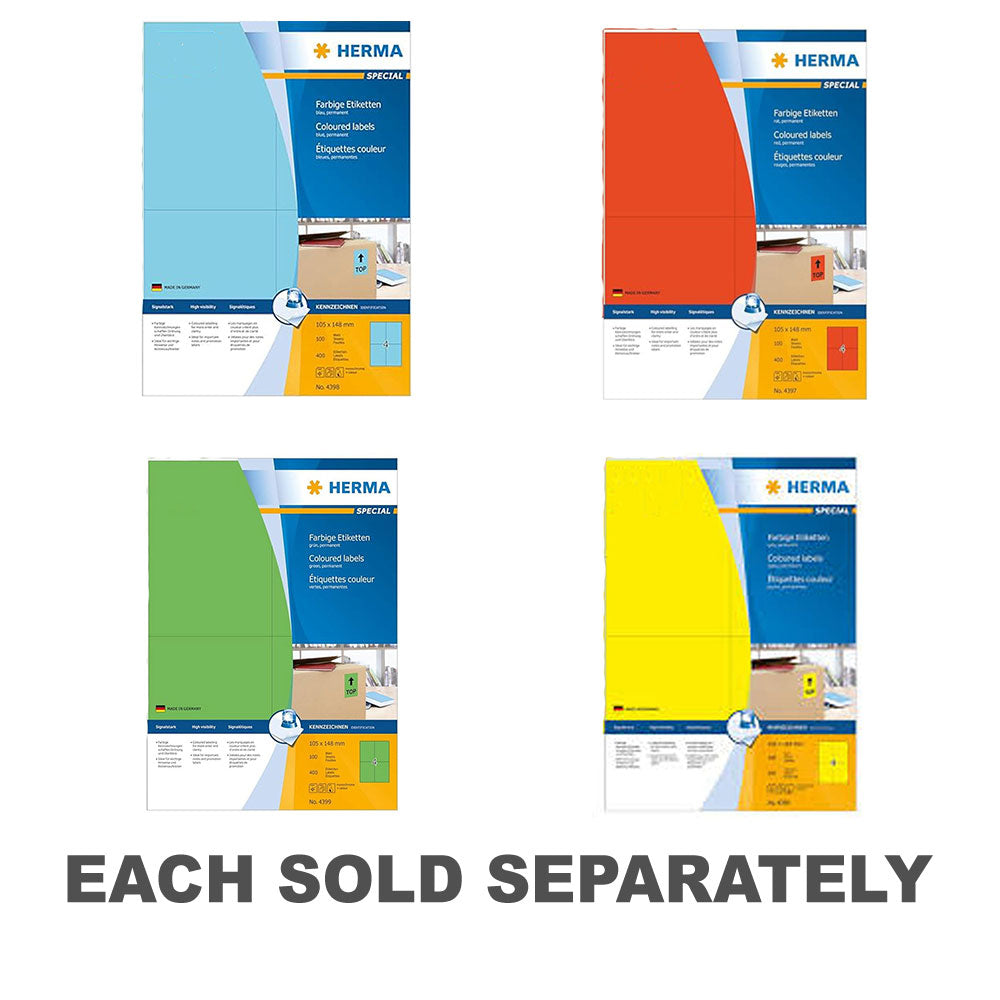 Herma Coloured Labels A4 100pc (105x148mm)Blue