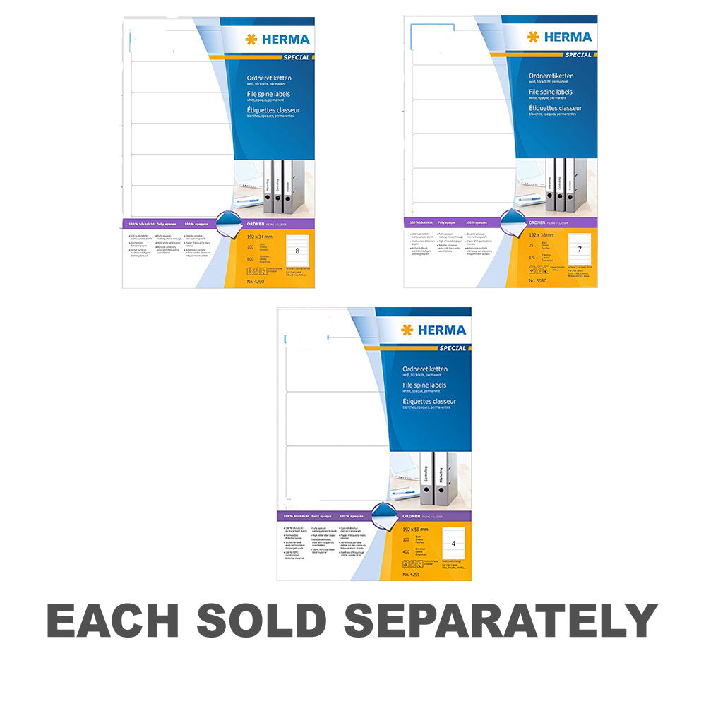 Herma File Spine Opaque Labels A4 100pc (White)192x34mm