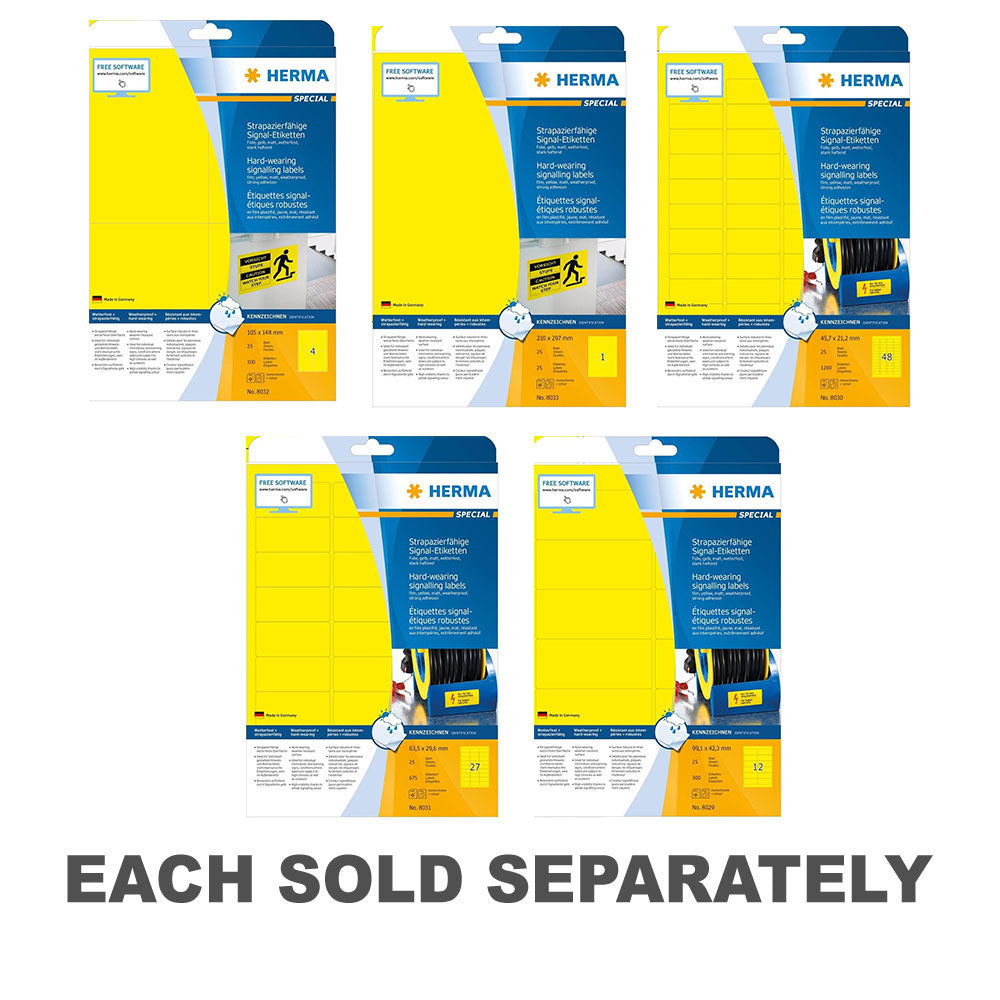 Herma Hard-Wearing Signalling Labels (Yellow)105x148mm