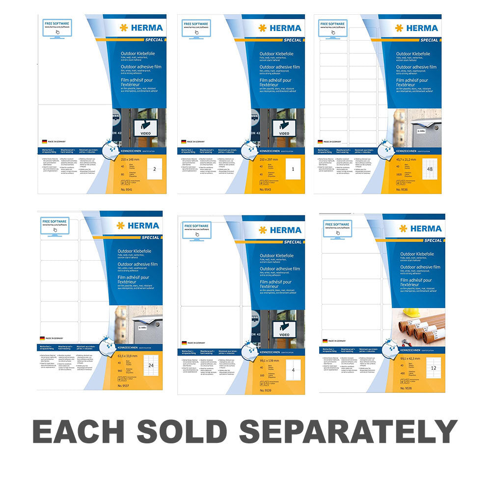 Herma Outdoor Film Labels A4 40pc (White)210x148mm