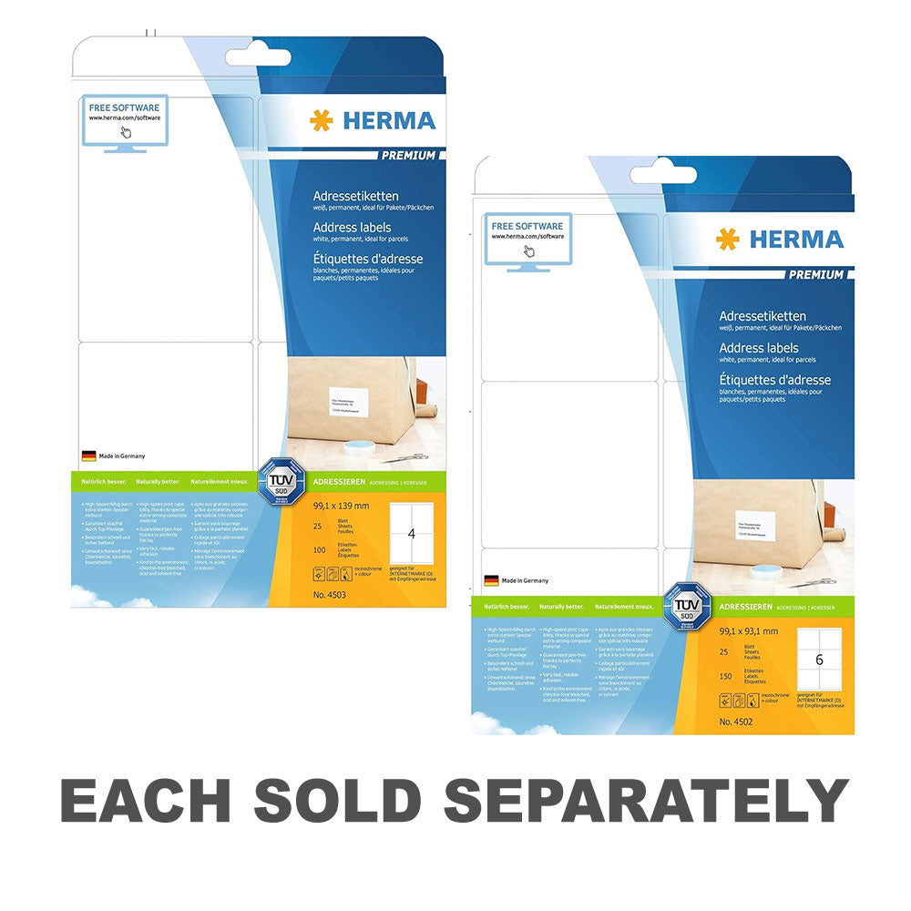 Herma Premium Labels A4 99.1mm 25pc99.1x139mm