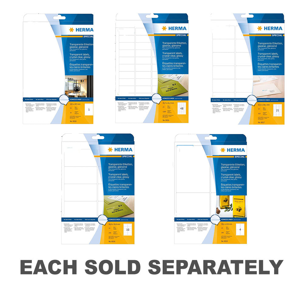 Herma Transparent Crystal-Clear Labels A4 25pc210x297mm