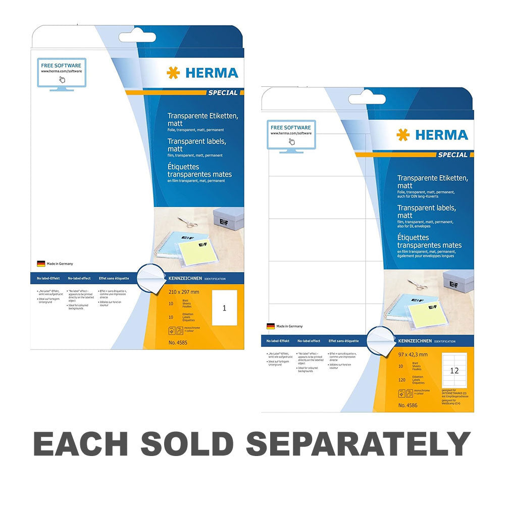 Herma Transparent Matte Labels A4 10pc210x297mm