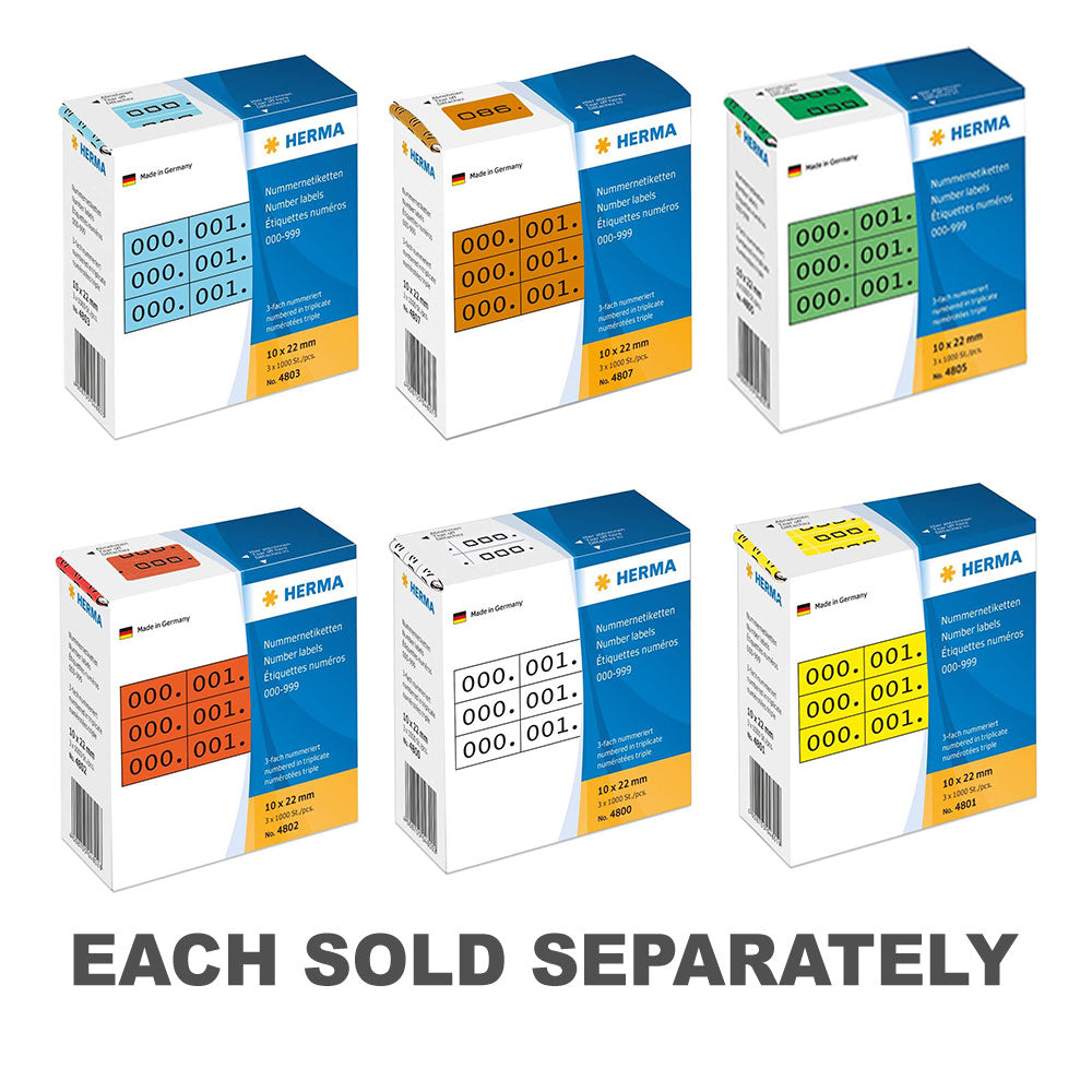 Herma Triplicate Number Labels 1000pc (10x22mm)White