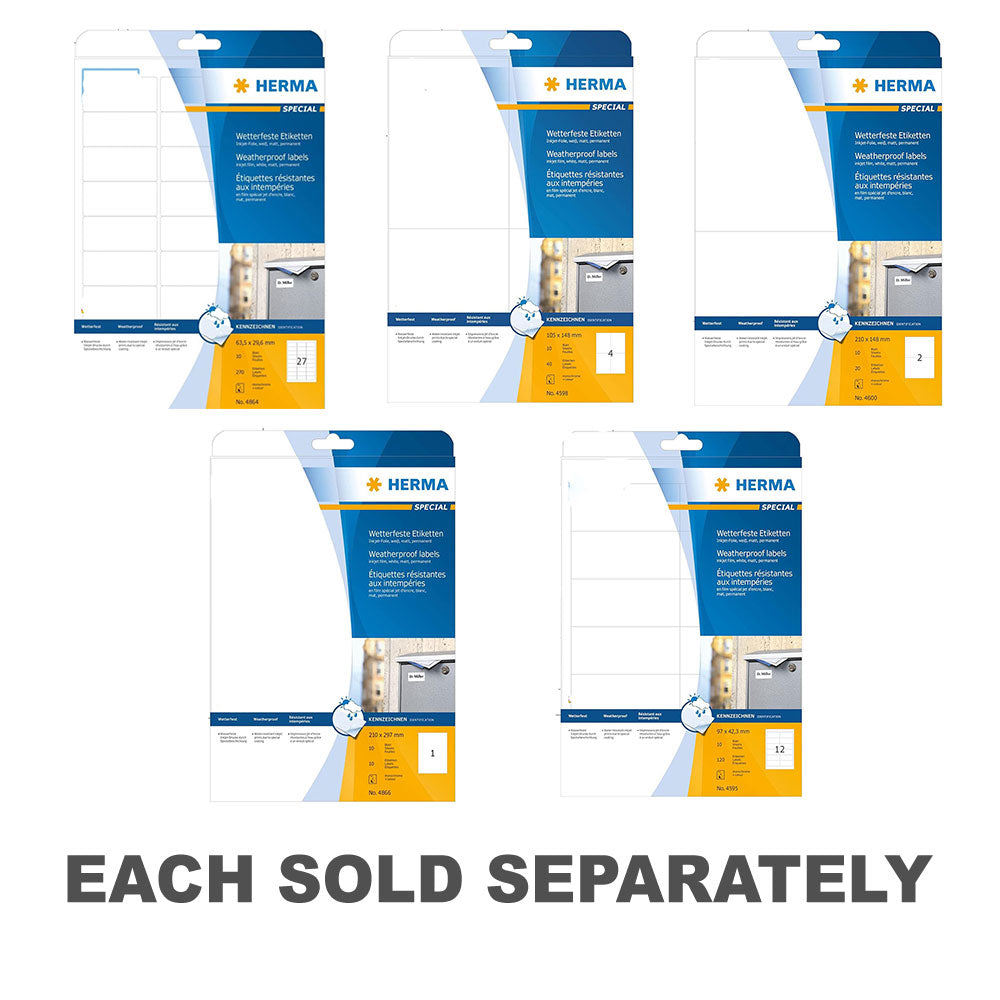 Herma Weatherproof Inkjet Labels A4 10pc63.5x29.6mm