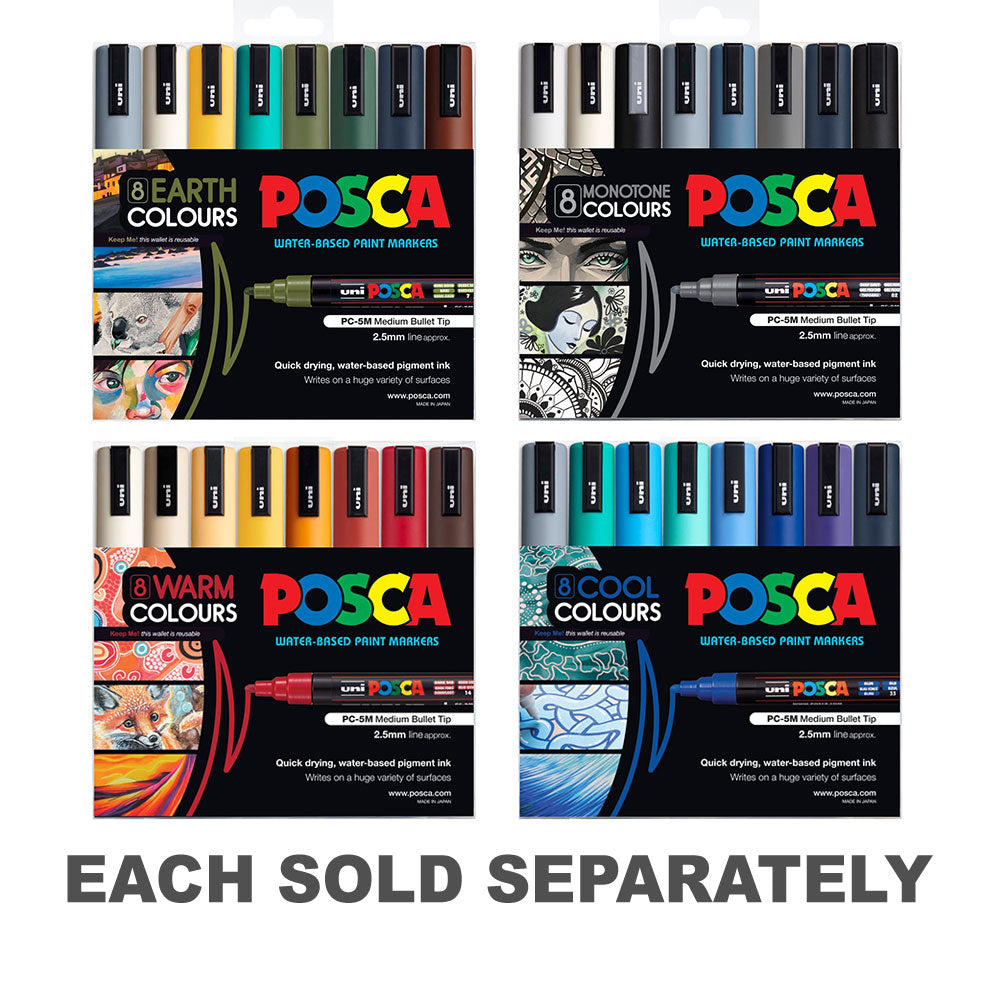 Uni PC5M Marker (Wallet of 8)Cool Colours