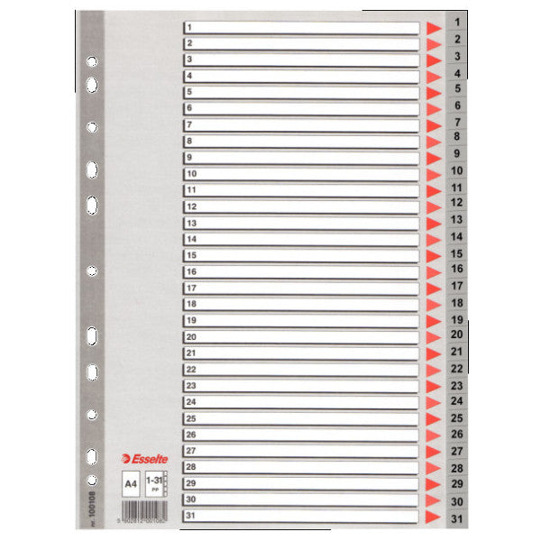 Esselte Seperator Number 1-31 Plastic A4 100108
