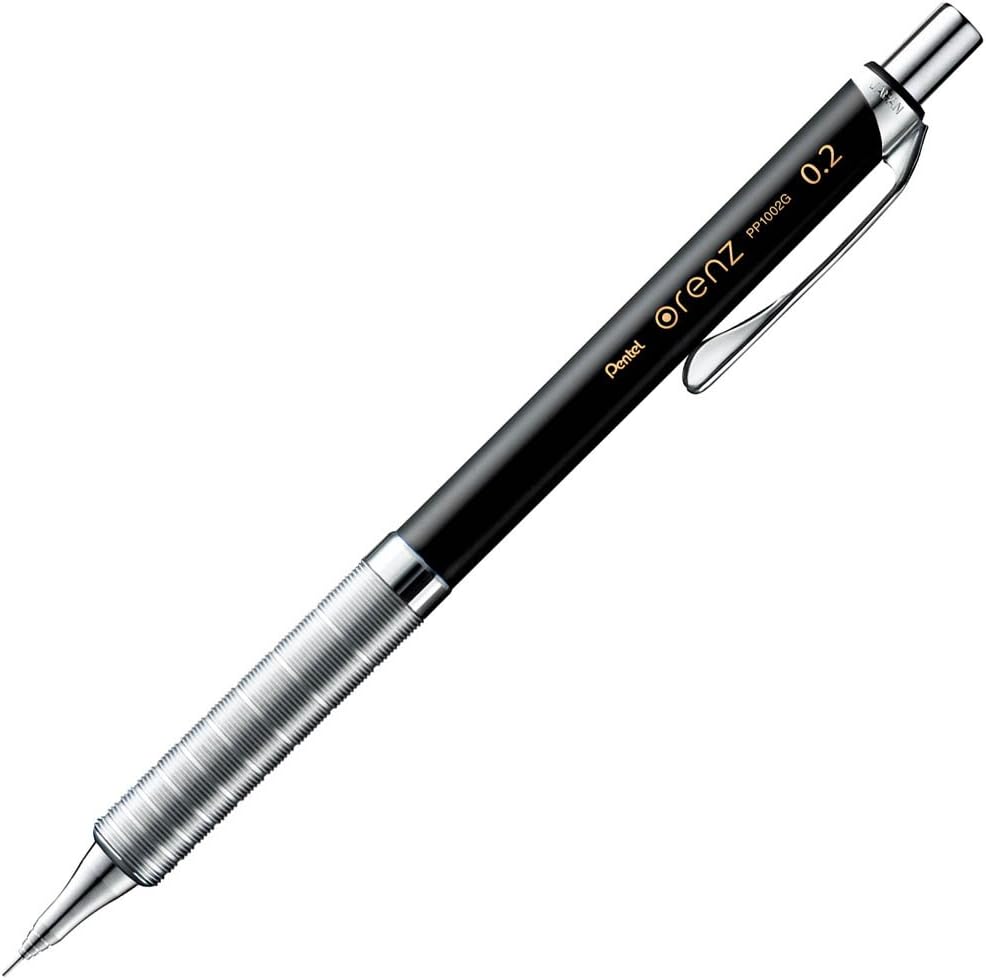 Pentel Mechanical Pencil Orenz Metal Grip 0.2mm, Black, XPP1002G-A