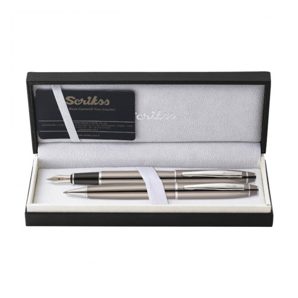 Scrikss Team Pen Fountain   Ballpoint Titanium 35